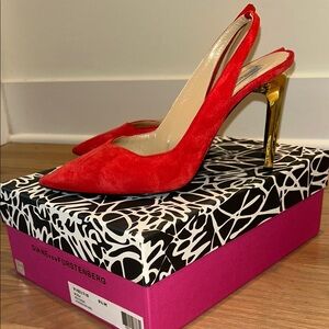 DVF suede slingback heels